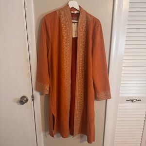 Solitare Anthropologie Embroidered Duster Womens Open‎ Front NWT SZ M